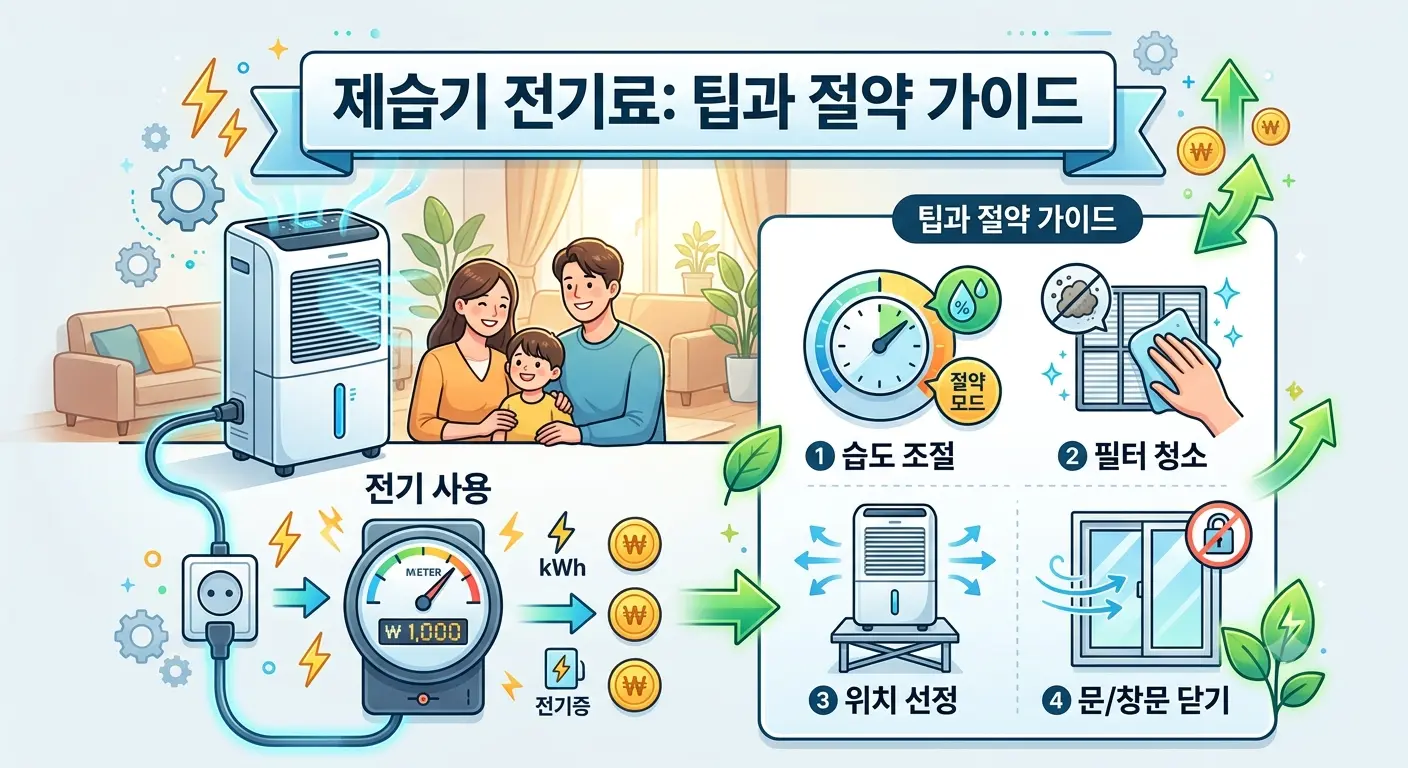 제습기 전기료 절약 노하우 및 누진세 방어 가이드 인포그래픽