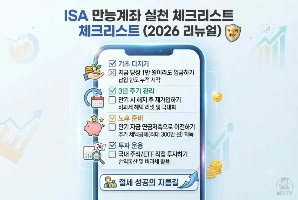 ISA 만능계좌 기초 다지기, 3년 주기 관리, 노후 준비 실천 체크리스트 이미지