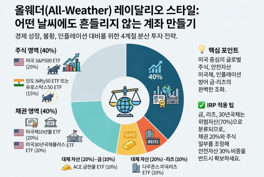 portfolio.png 연금저축 IRP 올웨더 레이달리오 스타일 자산배분 포트폴리오 ETF 추천 가이드