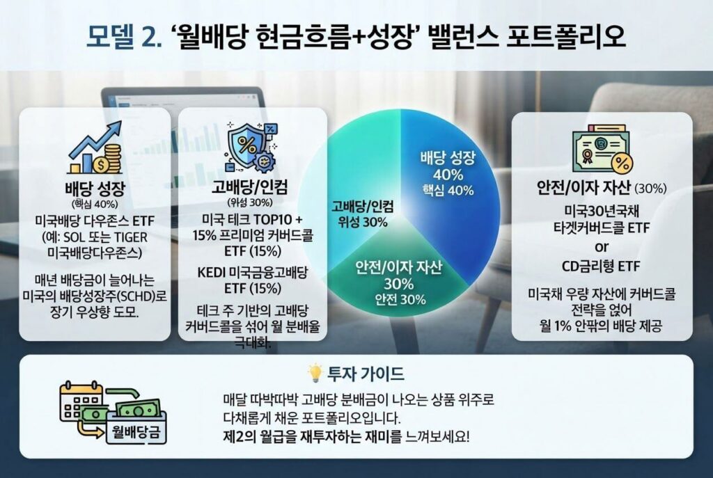 연금저축 IRP 월배당 현금흐름 및 배당성장 밸런스 포트폴리오 ETF 전략