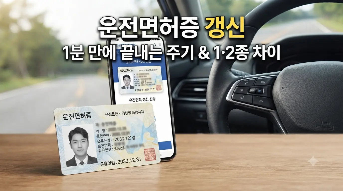운전면허증 갱신 기간 및 1종 2종 차이 안내 대표 이미지