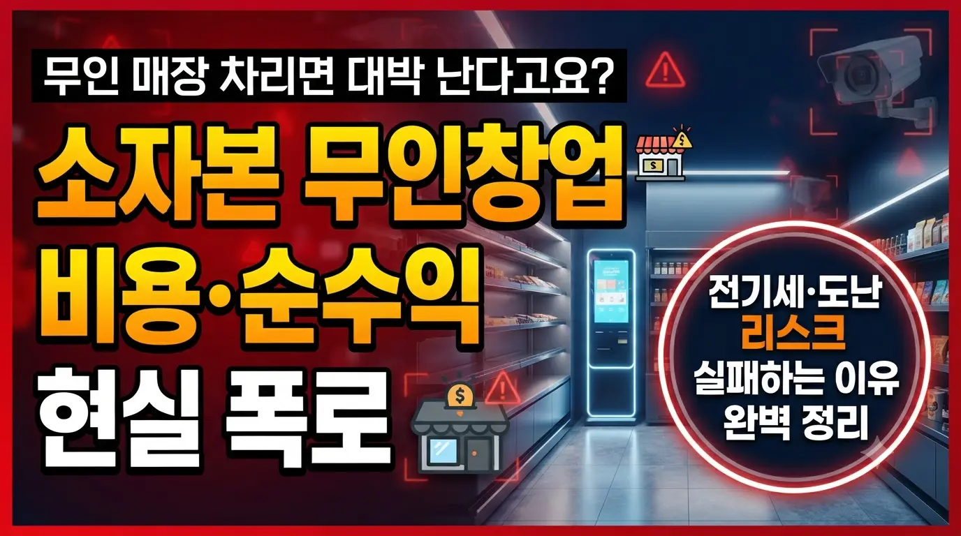 소자본 무인창업 비용 구조와 현실적인 순수익, 장단점을 안내하는 썸네일