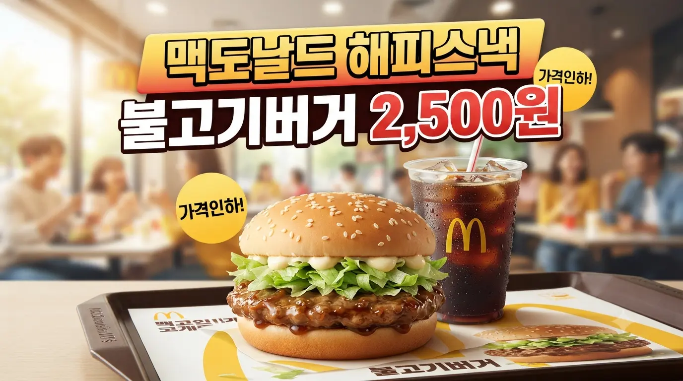 "맥도날드 해피스낵 불고기버거 2500원 가격 인하 및 아이스 커피 할인 프로모션"