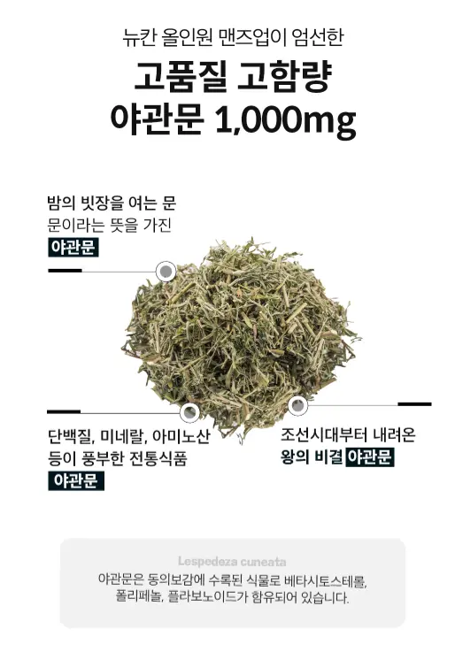 밤의 빗장을 여는 문 동의보감 수록 야관문 비수리 1,000mg