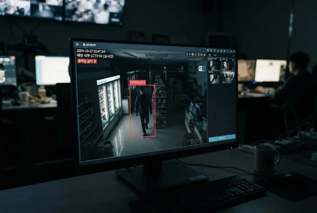 무인 매장 도난 방지를 위한 지능형 AI CCTV 관제 시스템 화면