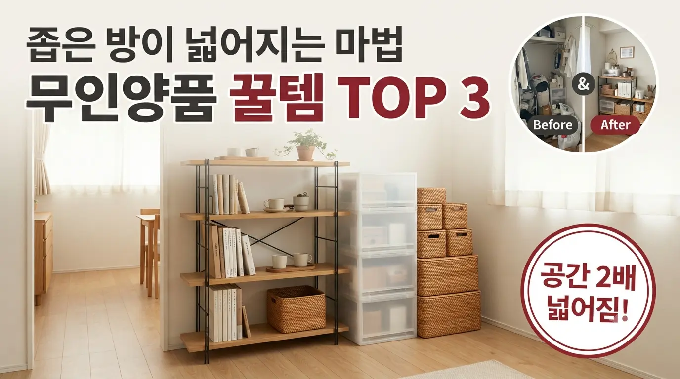 좁은 방을 넓게 만드는 마법, 무인양품 꿀템 TOP 3 인테리어 소품 및 수납함 비교